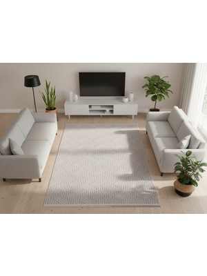 Çerkez Halı Bari Collection Şönil Halı Yumuşak Kaymaz Taban Salon Oturma Odası Halısı Gri01