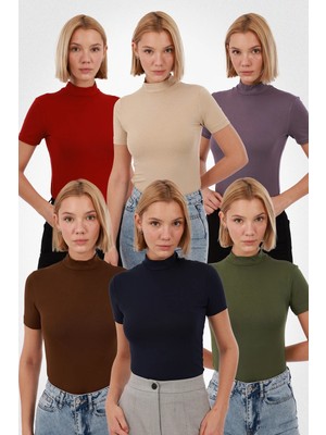 Yade Fashion Kadın Kısa Kol Bluz 6’lı Set
