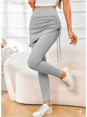 MiraLive Miray- Kadın Yüksek Bel Yandan Büzgülü Alttan Uzun Kaşkorse Tayt Etek