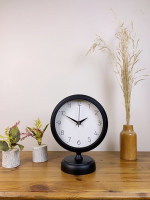 River World Masa Saat Metal Siyah 25 cm x 20 cm Zarif