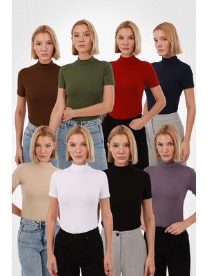 Yade Fashion Kadın Kısa Kol Bluz 8’li Set