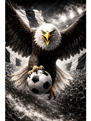 Alpina Home Lavin Siyah Beyaz Kartal Figürlü Dokuma Taban Kilim Ev ve Çocuk Odası Kilimi