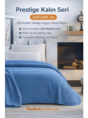 Özdilek Prestige Kalın Embos Çift Kişilik Battaniye (220X240)-ÇIN Mavisi Yeni