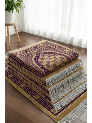 Lugmo 5 Adet Kadife Seccade Eflatun (70CMX110CM 400GR) Hac ve Umre Hediyesi