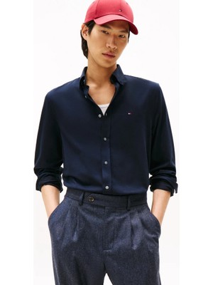 Tommy Hilfiger Erkek Performans Düğmeli Yaka Gömlek - Lacivert