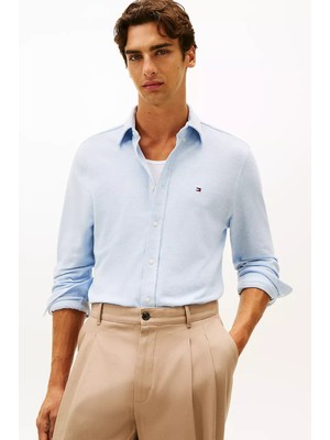 Tommy Hilfiger Erkek Featherweight Örme Pike Gömlek - Açık Mavi