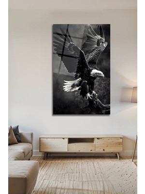 BG Design Lüks Dekoratif Cam Tablo Kristal Kolyeli Leopar Desenli Modern Duvar Sanatı