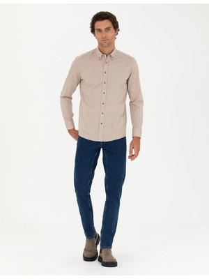 Cacharel Erkek Slim Fit Uzun Kollu Gömlek-Bej
