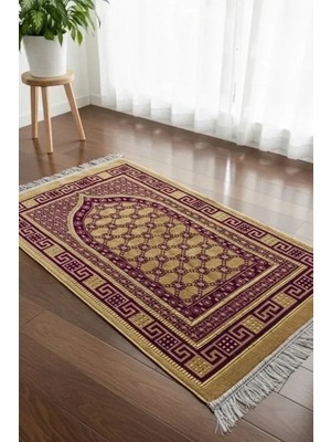 Lugmo Kadife Püsküllü Seccade Eflatun