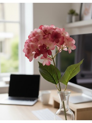 Bakburaya Yapay Çiçekçilik Yapay 75 cm Gül Kurusu Islak Ortanca Ev Vazo Dekor Süsü