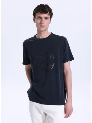 Jeep Bisiklet Yaka Baskılı Siyah Erkek T-Shirt J6SM-TST7311