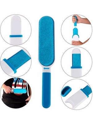 Tüy Toz Temizleyici Fırça Seti 2li Mavi Vakum Ambalajlı Kedi Köpek Tüyü Toplama Elbise Tüyü Toplama