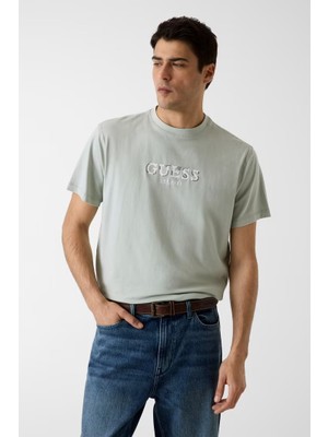 Guess Erkek Jersey Regular Fit T-Shirt - Açık Yeşil