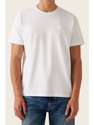 Guess Erkek Jersey Modal Karışımlı Regular Fit T-Shirt - Beyaz