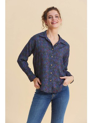 Los Banditos Gömlek Yaka Düğmeli Desenli Etnik Bluz