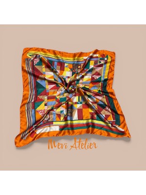 Mevi Atelier Karışık Desenli Renkli Fular 70 x 70