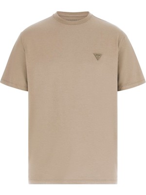Guess Erkek Jersey Modal Karışımlı Regular Fit T-Shirt - Bej