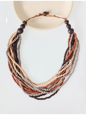 Jimmy Key Karışık Çoklu Boncuk Detaylı Bohem Kolye