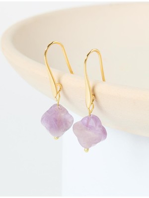 Jimmy Key Mor Yonca Figürlü Sallanan Küpe