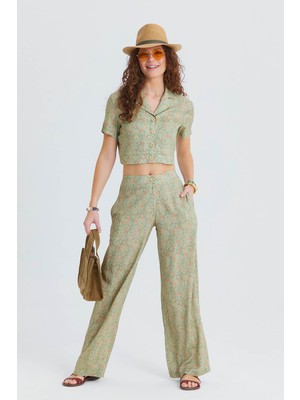 Los Banditos Normal Bel Düğmeli Kadın Palazzo Pantolon
