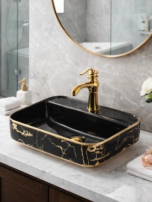 FUALORA Seramik Çanak Lavabo Batarya Delikli 50*40*14CM