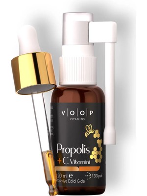 Voop Propolis C Vitamini Sprey-Damla 20 ml Bağışıklık Sistemi Güçlendirici Sıvı Takviye Edici Gıda