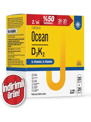 Orzax Ocean D3K2 Damla 20 ml + İkincisi %50 İndirimli