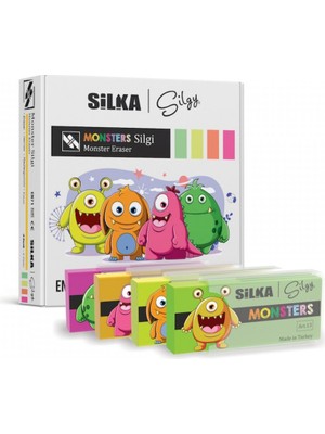 Silka Monster Silgi Büyük 6 Adet Renkli Eğlenceli Silgi Seti Çocuklar İçin