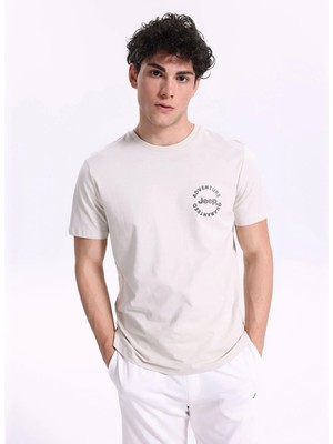 Jeep Bisiklet Yaka Baskılı Taş Erkek T-Shirt J6SM-TST7396