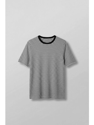 Abluka Online Erkek Regular Fit Çizgili Basic T-Shirt Ekru
