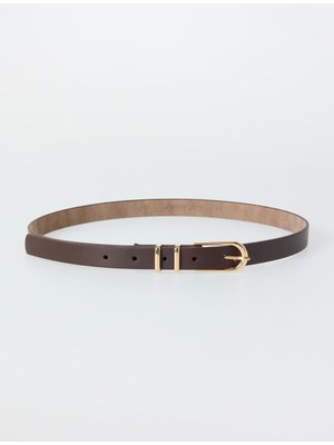 Jimmy Key Kahverengi Deri Görünümlü Ince Kemer