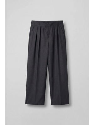 Abluka Online Erkek Baggy Fit Asimetrik Pileli Tencel Pantolon Füme