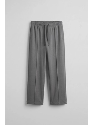 Abluka Online Erkek Relaxed Pileli Yumuşak Dokulu Beli Lastikli Eşofman Altı Füme