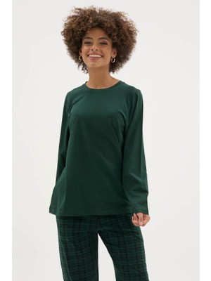 Kly Kadın Yeşil Uzun Kol Pijama Takımı 9273-K