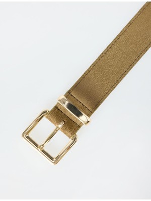 Jimmy Key Haki Deri Görünümlü Süet Kemer