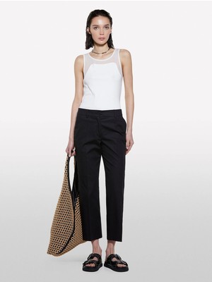 Sisley Streç Pamuklu Normal Bel Straight Fit Pantolon Kadın Siyah Pantolon - 325P4ENMLE02X