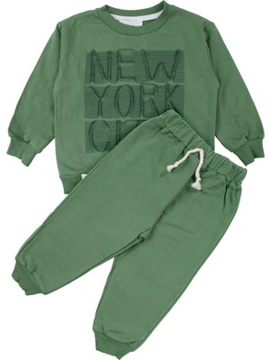 by BebekOdam Erkek Çocuk Yeşil New York Yazılı 2'li Takım - 1016614