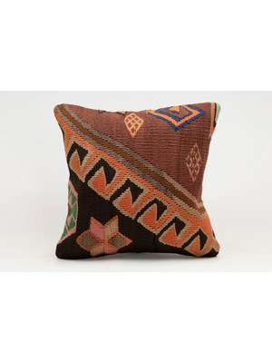 Kilim Wholesale El Yapımı Kilimden Yapılmış Vintage Kırlent Kılıfı, Yün, 40X40 cm