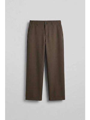 Abluka Online Erkek Smart Casual Bol Paça Relaxed Fit Pantolon Kahverengi