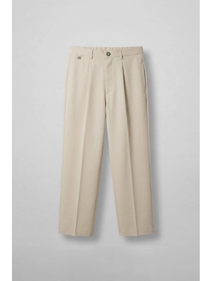 Abluka Online Erkek Relaxed Fit Pile Detaylı Premium Kumaş Pantolon Bej