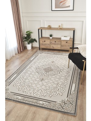 Esperya Home Eva Modern Dokuma Halı Krem Gri Yumuşak Doku Premium Salon Halısı Oturma Odası Yolluk
