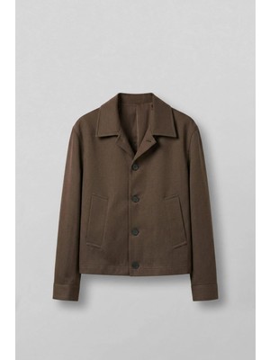 Abluka Online Erkek Smart Casual Relaxed Fit Düğmeli Ceket Kahverengi