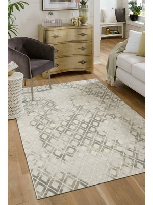 Esperya Home Petra Modern Premium Krem Gri Halı Yumuşak Dokuma Halı Salon Oturma Odası Mutfak Yolluk