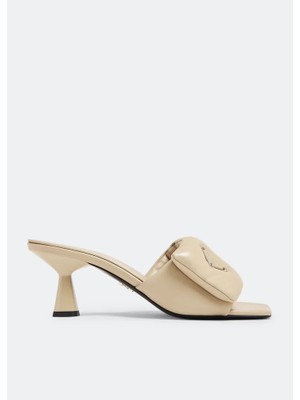 Prada Sport Kadın Deri Metal Logolu Terlik