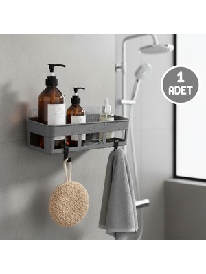 Lirazon Yapışkanlı Dikdörtgen Köşelik Banyo & Mutfak Organizeri Raf Askılı Organizer Köşe Duvar Rafı