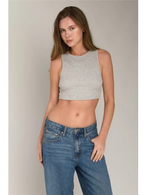 Lovely Things Emıly Kaşkorse Crop Üst Giyim Pijama Üstü - Gri Melange