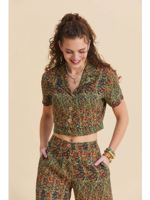 Los Banditos Gömlek Yaka Kısa Kollu Bohem Bluz