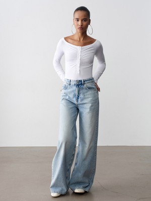 Dilvin 32661 Düğme Detaylı Bodysuit-Beyaz