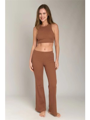 Lovely Things Emıly Kaşkorse Crop Üst Giyim Pijama Üstü - Kiremit