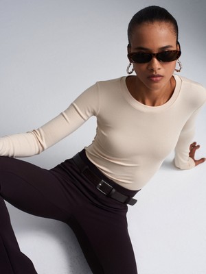 Dilvin 32695 Uzun Kollu Bodysuit-Taş